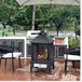 Heavy Duty Garden Metal Outdoor Heating Furnace Fire Pit With Rotating Tray - Black