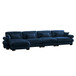 Modern Sectional Sofa With Ottoman, Round Bolster Armrests, Waist And Throw Pillows