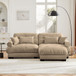 Modern Sectional Sofa With Ottoman, Round Bolster Armrests, Waist And Throw Pillows