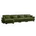 Modern Sectional Sofa With Ottoman, Round Bolster Armrests, Waist And Throw Pillows