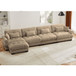 Modern Sectional Sofa With Ottoman, Round Bolster Armrests, Waist And Throw Pillows