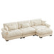 Modern Sectional Sofa With Ottoman, Round Bolster Armrests, Waist And Throw Pillows