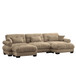 Modern Sectional Sofa With Ottoman, Round Bolster Armrests, Waist And Throw Pillows