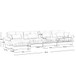 Modern Sectional Sofa With Ottoman, Round Bolster Armrests, Waist And Throw Pillows