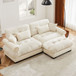 Modern Sectional Sofa With Ottoman, Round Bolster Armrests, Waist And Throw Pillows