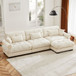 Modern Sectional Sofa With Ottoman, Round Bolster Armrests, Waist And Throw Pillows
