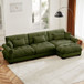 Modern Sectional Sofa With Ottoman, Round Bolster Armrests, Waist And Throw Pillows