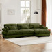 Modern Sectional Sofa With Ottoman, Round Bolster Armrests, Waist And Throw Pillows