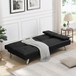 Modern Sofa Bed With Armrest 2 Holders, Wood Frame & Stainless Leg