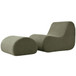 Curved Lounge Chair With Ottoman And High Resilience Foam
