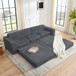 Modern Minimalist L Shape Modular Sectional Sofa, Corduroy Couch