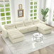 Modern L Shaped Modular Beanbag Sofa, Comfortable Lazy Style, Compression Sponge And Cloth