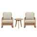 Modern 3 Piece Outdoor Seating Set With Cushioned Rattan Rocking Chairs And Wooden Accent Table