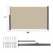 Retractable Side Awning, Waterproof And UV Resistant, Privacy Screen For Patio