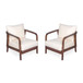 Outdoor Lounge Chair With Woven Backrest, Solid Wood Frame, Comfortable Cushions