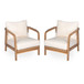 Outdoor Lounge Chair With Woven Backrest, Solid Wood Frame, Comfortable Cushions