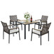 5 Piece Patio Dining Table Set, Acacia Wood Table Top With Umbrella Hole