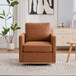 Modern Upholstered Square Swivel Accent Chair With 360 Degree Rotation