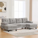 U-Shaped Sectional Sofa 103.5" Chenille Fabric Couch With Dual Chaise Lounges, Storage Pockets And Armrest Pillows, Gray