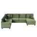 Upholstered U-Shaped Sectional Sofa With Movable Ottoman And Side Storage Pockets