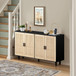 Elegant And Functional 4 Door Rattan Decorative Storage Cabinet