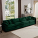 Modern Upholstered 4 Seater Corduroy Fabric Sofa With Arm And Throw Pillows