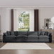 Modern Upholstered 4 Seater Corduroy Fabric Sofa With Arm And Throw Pillows