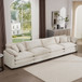 Modern Upholstered 4 Seater Corduroy Fabric Sofa With Arm And Throw Pillows