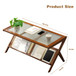 Rattan Coffee Tables For Living Room, Mid Century Modern Coffee Table With Glass Top, Large Boho Center Table With Storage - Brown