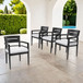 Outdoor Patio Dining Chairs With Outdoor Grade Sunbrella Fabric Cushions, Tapered Feet (Set of 4) - Ember Black