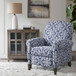 Push Back Recliner Chair With Fretwork Pattern And Solid Wood Legs - Multicolor