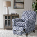 Push Back Recliner Chair With Fretwork Pattern And Solid Wood Legs - Multicolor