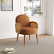 Accent Chair With Rattan Armrests And Wooden Legs Velvet For Living Room