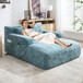 Chenille Interior Lazy Sofa Chaise Longue Armchair With 3 Pillows And Armrests