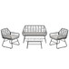 4 Piece Wicker Patio Furniture Set With Tempered Glass Table And Detachable Cushions