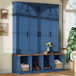 Farmhouse Hall Tree With 4 Hidden Hanging Hooks And 8 Doors