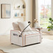 Convertible Velvet 3 In 1 Sofa Bed With Adjustable Sleeper Chair And Multi Pockets