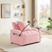 Convertible Velvet 3 In 1 Sofa Bed With Adjustable Sleeper Chair And Multi Pockets