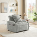 Convertible Velvet 3 In 1 Sofa Bed With Adjustable Sleeper Chair And Multi Pockets