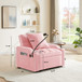 Convertible Velvet 3 In 1 Sofa Bed With Adjustable Sleeper Chair And Multi Pockets