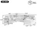 Oversized Sectional U-Shaped Sofa With Chaise Lounge And Three Soft Throw Pillows