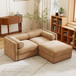 Contemporary Elegant White Chenille Sofa With Storage And Ottoman