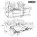 Home Theater Seating Manual Recliner Loveseat With Hide-Away Storage, Cup Holders And Led Light Strip For Living Room