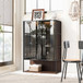 Modern Minimalist Tall Lighted Display Cabinet With Tempered Glass Door - Black / Dark Walnut