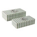 12" / 14" Strpd Resin Boxes W/ Hardware (Set of 2) - Green / Ivory