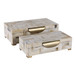 12" / 14" Marbled Resin Footed Boxes (Set of 2) - Tan Multi