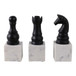 9" Chess Pieces On Marble Base (Set of 3) - Black / White