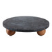 10" Marble Round Tray On Wood Ball Feet - Black