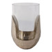 8" x 5" Metal Base Hurricane Pillar Holder - Gold