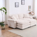 Corduroy 2 Seats Sofa With 2 Back Pillows, 2 Toss Pillows And 2 Ottoman